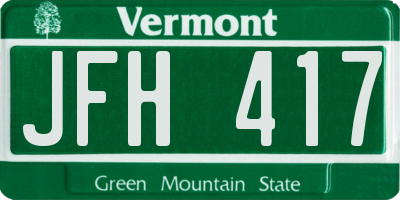 VT license plate JFH417