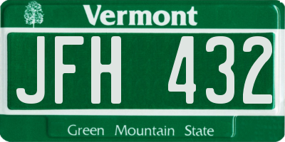 VT license plate JFH432