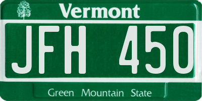 VT license plate JFH450