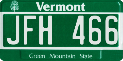 VT license plate JFH466