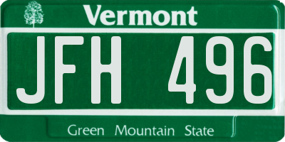 VT license plate JFH496
