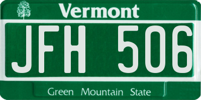 VT license plate JFH506