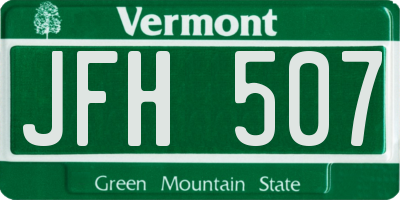 VT license plate JFH507