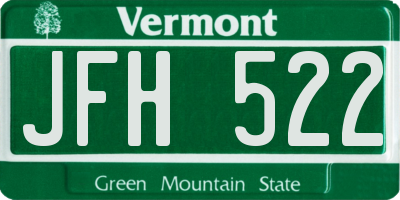 VT license plate JFH522