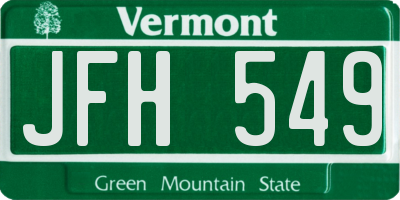VT license plate JFH549