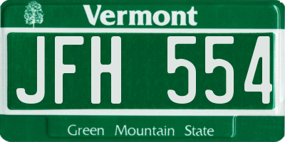 VT license plate JFH554