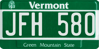 VT license plate JFH580