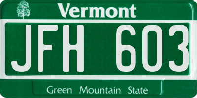 VT license plate JFH603