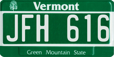 VT license plate JFH616