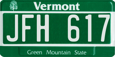 VT license plate JFH617