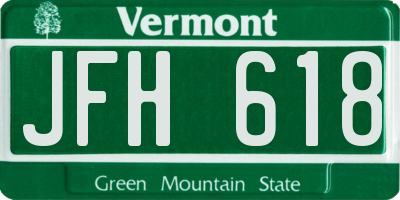 VT license plate JFH618