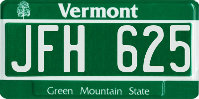 VT license plate JFH625