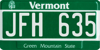 VT license plate JFH635