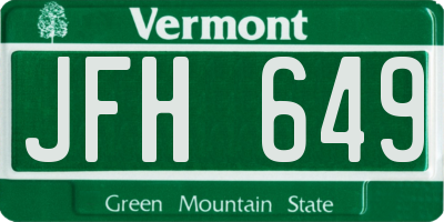 VT license plate JFH649