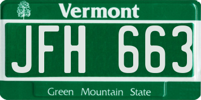VT license plate JFH663