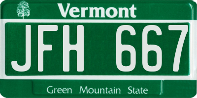 VT license plate JFH667
