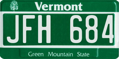 VT license plate JFH684