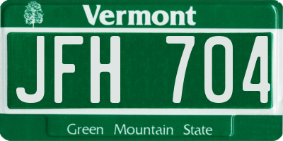 VT license plate JFH704