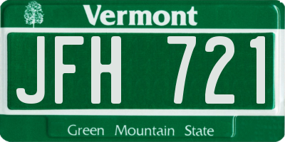 VT license plate JFH721