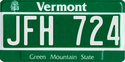 VT license plate JFH724