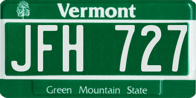 VT license plate JFH727