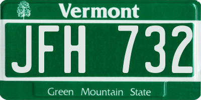 VT license plate JFH732