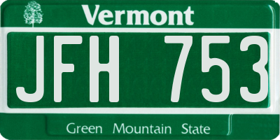VT license plate JFH753
