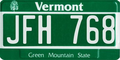 VT license plate JFH768