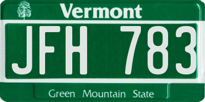VT license plate JFH783
