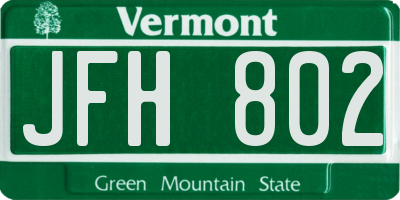 VT license plate JFH802