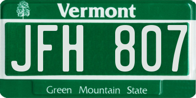 VT license plate JFH807