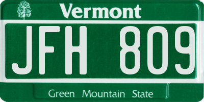 VT license plate JFH809