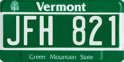 VT license plate JFH821