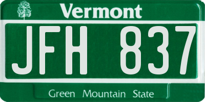 VT license plate JFH837
