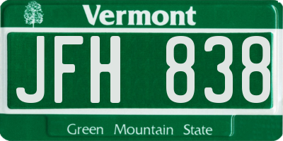 VT license plate JFH838