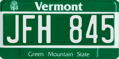 VT license plate JFH845