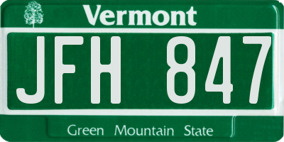 VT license plate JFH847
