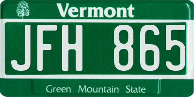 VT license plate JFH865