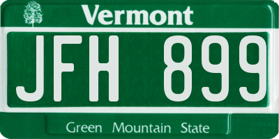 VT license plate JFH899