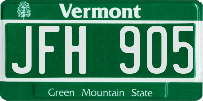 VT license plate JFH905