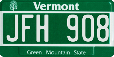 VT license plate JFH908