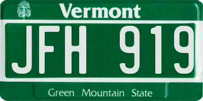 VT license plate JFH919
