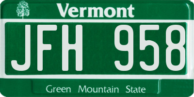 VT license plate JFH958
