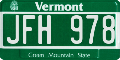 VT license plate JFH978