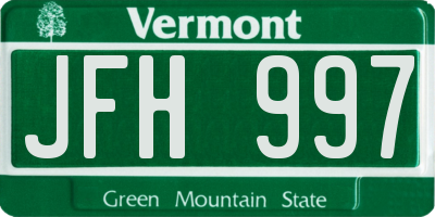 VT license plate JFH997