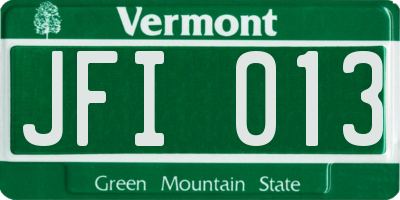 VT license plate JFI013