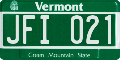 VT license plate JFI021