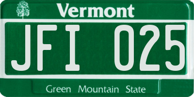 VT license plate JFI025