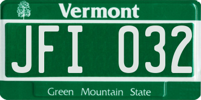 VT license plate JFI032