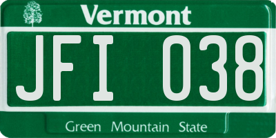 VT license plate JFI038
